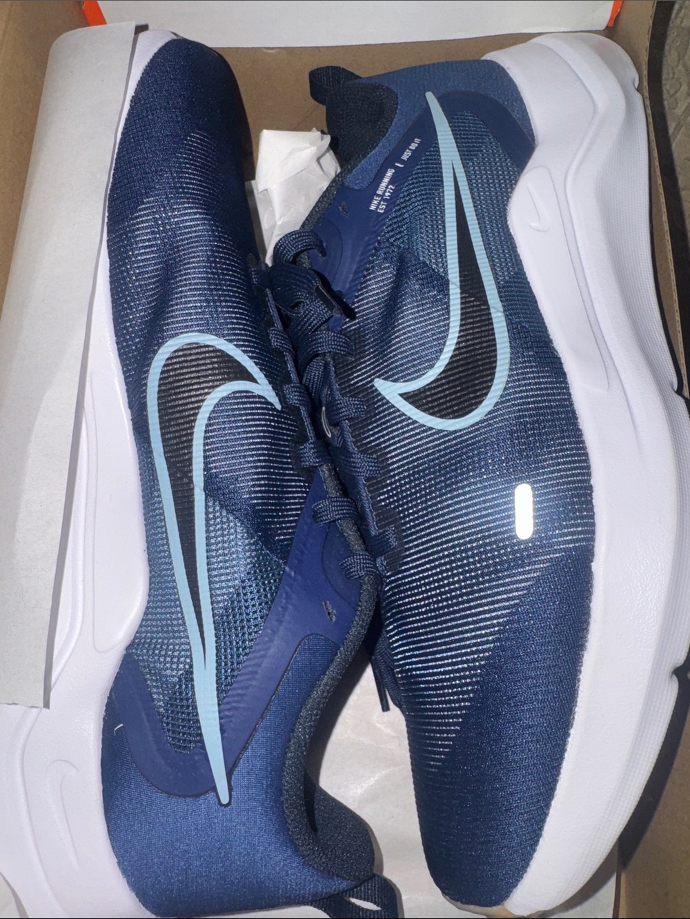 Nike Navy and Light Blue Men's Athletic Running Sneakers